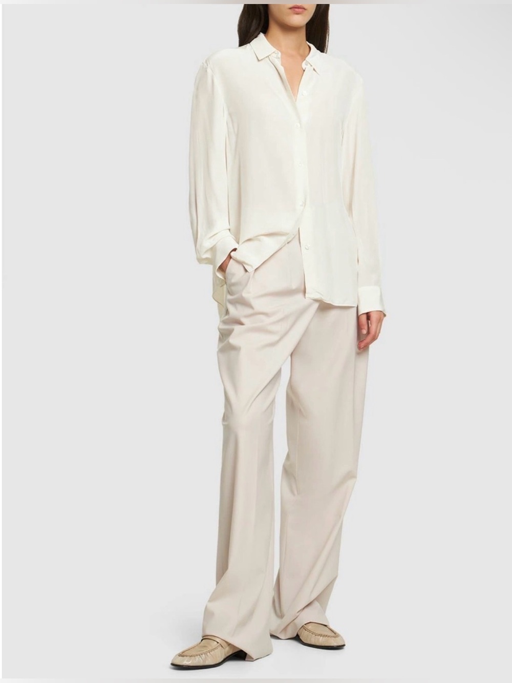 Theory Airy viscose off white button up button down blouse N0506502 NEW NWT XL